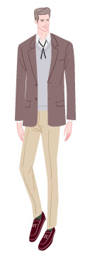 サマータイプ/クラシックタイプ：ループタイを着けたジャケット姿の大人の男性のイラスト