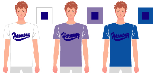 白と紫と濃紫のTシャツを着た男性のイラスト