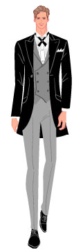 アバンギャルドタイプ:クロスタイを着けたディレクターズスーツ姿の男性のイラスト
