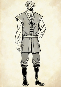 ジャックを着た中世ヨーロッパの庶民の男性のイラスト