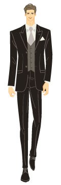 オータムタイプ／カジュアルタイプ：結び下げタイを着けたフォーマルスーツ姿の男性のイラスト