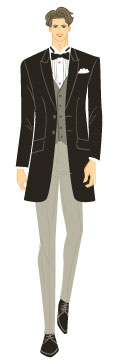 オータムタイプ／ロマンティックタイプ：リボンタイを着けたタキシード姿の男性のイラスト