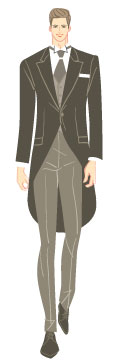 スプリングタイプ/クラシックタイプ：アスコットタイを着けたモーニングコート姿の男性のイラスト