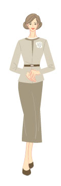 スプリングタイプ/クラシックタイプ：シャネルスーツタイプのフォーマルドレスの女性のイラスト