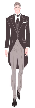 サマータイプ/クラシックタイプ：アスコットタイを着けたモーニングコート姿の男性のイラスト