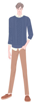 サマータイプ/クラシックタイプ：ネイビーセーターを着た若い男性のイラスト