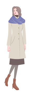 サマータイプ/クラシックタイプ：プリンセスコートの冬コーデの女性のイラスト