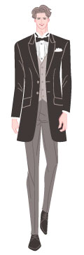サマータイプ/ロマンティックタイプ：リボンタイを着けたタキシード姿の男性のイラスト