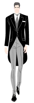 ウィンタータイプ/クラシックタイプ：アスコットタイを着けたモーニングコート姿の男性のイラスト