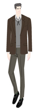 ウィンタータイプ/クラシックタイプ：ループタイを着けたジャケット姿の大人の男性のイラスト