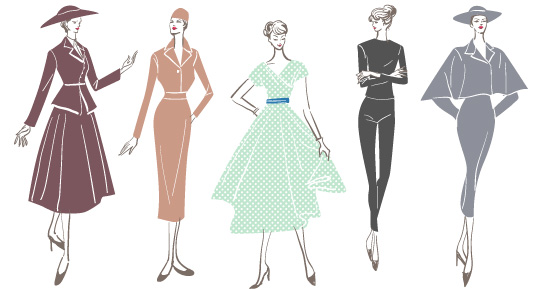 五十年代モードや50'sファッションのイラスト