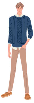 クラシックタイプ：ネイビーセーターを着た若い男性のイラスト