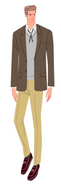 クラシックタイプ：ループタイを着けたジャケット姿の大人の男性のイラスト