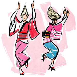 阿波踊りの女踊りのイラスト
