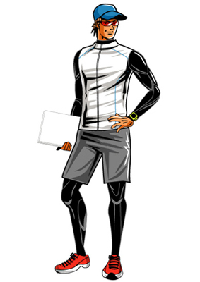 トレーニングウェアを着たマッチョなアスリートの男性のイラスト