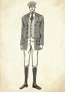 ハンチングキャップをかぶった狩猟姿のイギリス人男性のイラスト