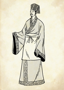 漢服を着た古代漢民族の男性のイラスト