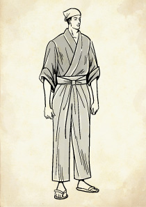 野袴をはいた現代日本人男性のイラスト