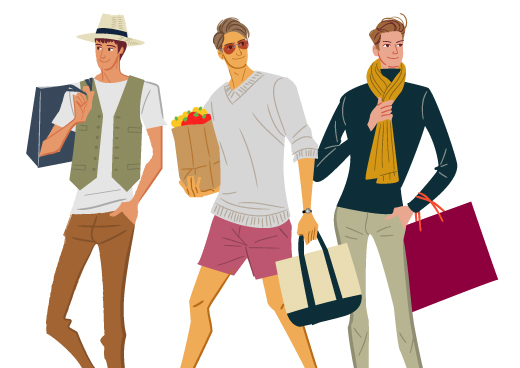 太中トシヤ：休日のビジネスマンのおしゃれな線画のメンズファッションイラスト