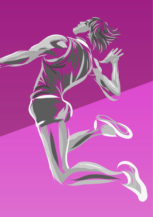 アタックを決めようとする女性バレーボーラーのイラスト