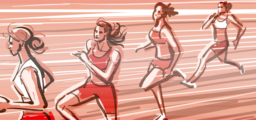 女子短距離走のランナーのイラスト